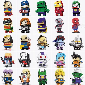 

4/6Pcs Brickheadz Diy Building Blocks Anime movie Figures Super Heros Compatible with Bricks Brick Heads Toys for Children Gifts
