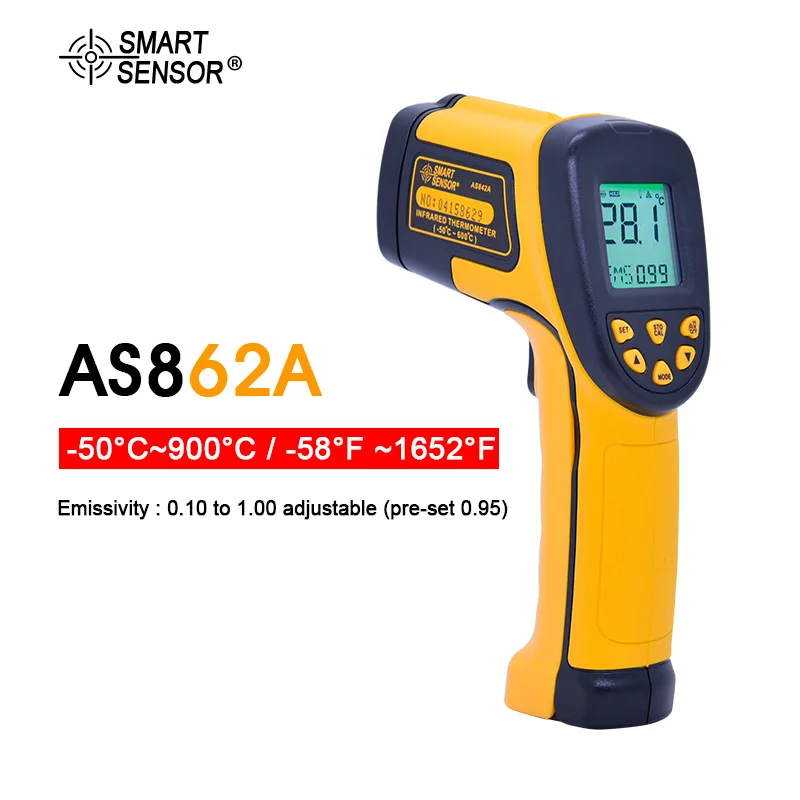 AS862A AS842A AS852B AS862A цифровой инфракрасный термометр бесконтактный инфракрасный температурный пистолет ИК термометр Промышленный пирометр - Цвет: AS862A