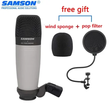 

Original Samson C01 with Pop Filter&Microphone Hat Large diaphragm studio condenser Microphone Professional for recording