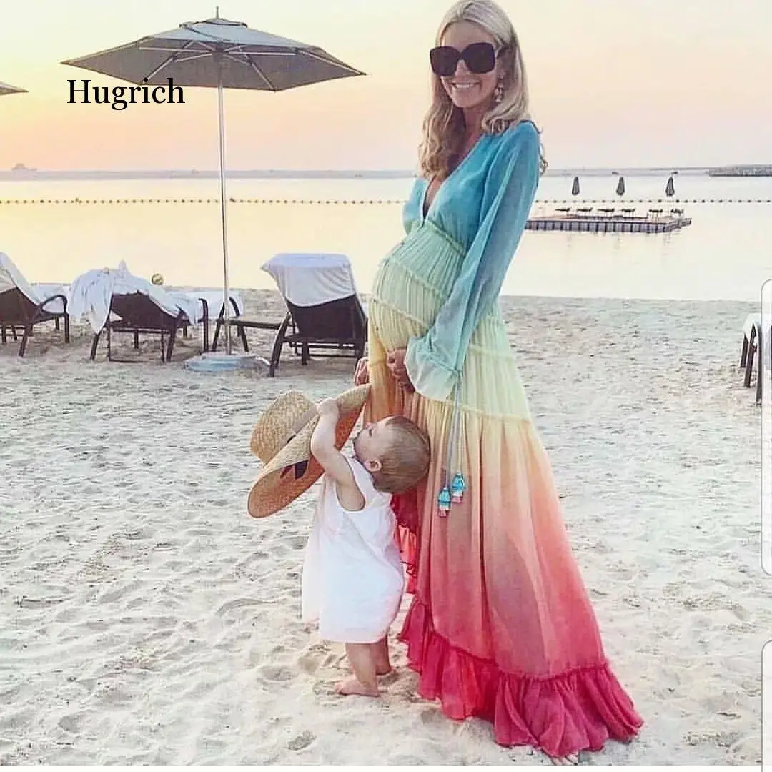 

Summer 2020 New Gradient Color Beach Tassel Holiday Dress Ruffle Skirt