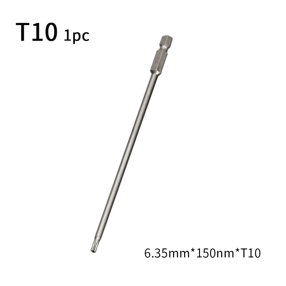 150mm T10 1pc 150 мм отвертка бит S2 сталь Torx Магнитная отвертка Биты для сверл 1/4 шестигранный хвостовик Сверло destorador ADOR Brocas Bitset - Цвет: 150mm T10 1pc
