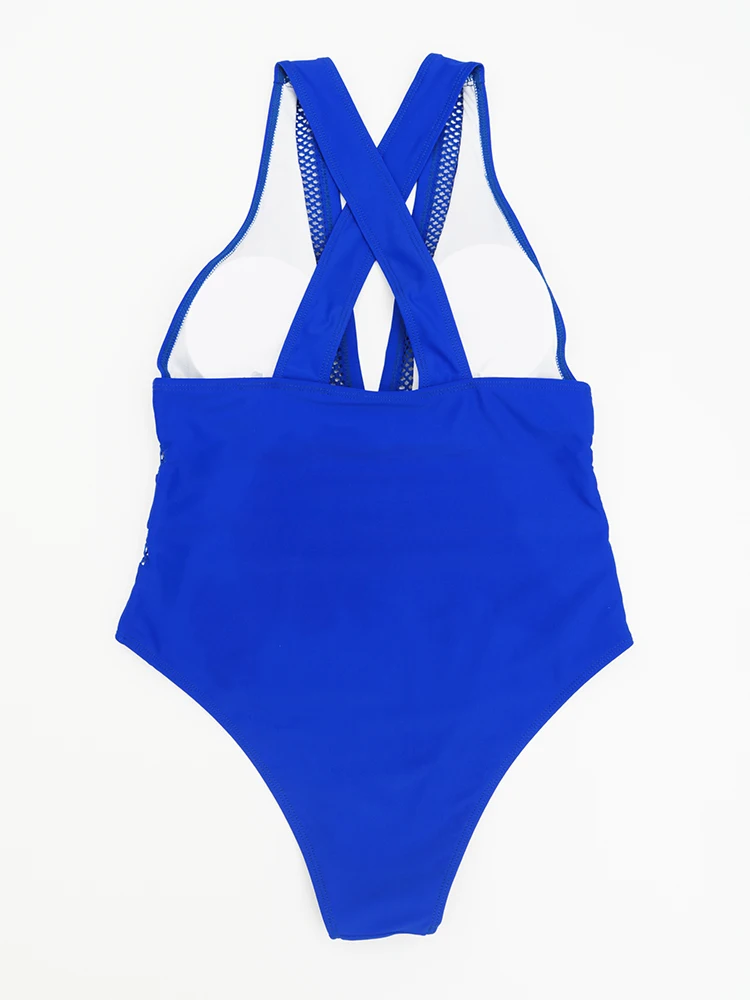 Mesh Patchwork One-Piece Swimsuit 6