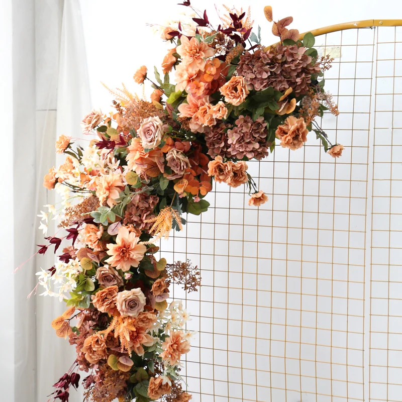 Arranjo de flores artificiais série laranja retrô, arranjo de flores em  arco de casamento, arranjo de flores externas/configurações para portas,  adereços de festa e parede