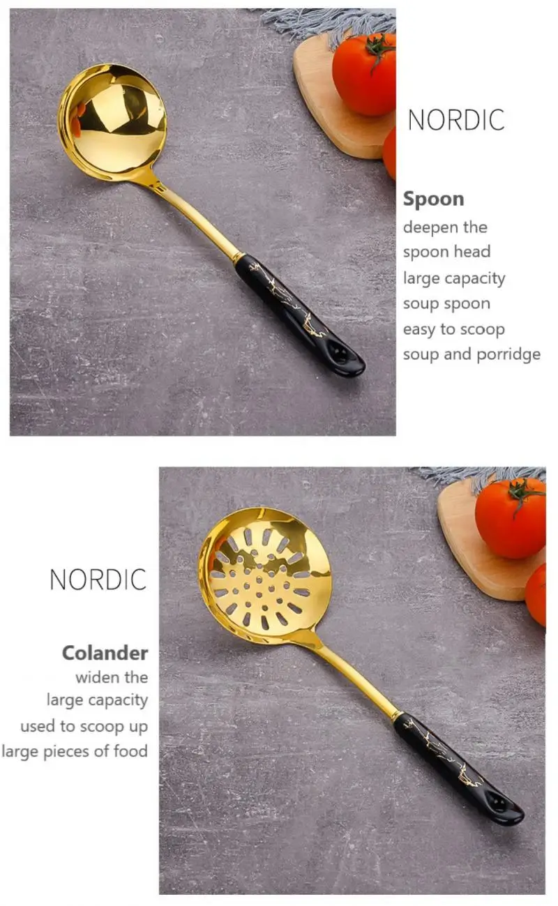 Nordic Design Golden Base Cooking Utensils Set With Golden Stylish Stand 9 Nordic Design Golden Base Cooking Utensils Set With Golden Stylish Stand