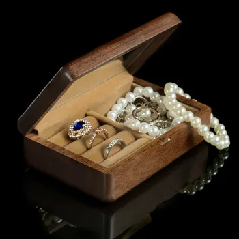 

Square/rectangle Wooden Jewelry Storage Box Portable Small Wooden Bangle Ring Earring Storage Box European Style Storage Tools