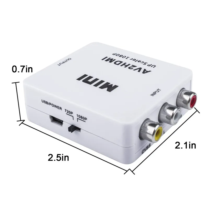 RCA к HDMI Mini 1080P RCA композитный CVBS AV к HDMI видео аудио конвертер адаптер Поддержка PAL, NTSC3.58, NTSC4.43, SECAM, PAL/M