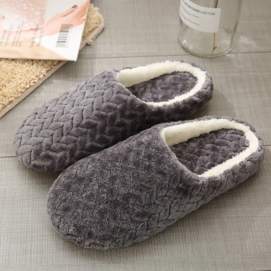 Winter Women's Slippers Snow Solid Color Floor Home Flip Flops Plush Warm Indoor Shoes Woman Non-slip Casual Ladies Тапочки