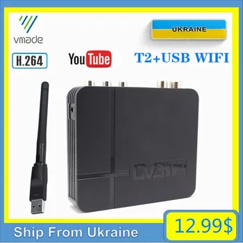

DVB-T2 HD 1080P H.264 Digital Terrestrial TV Receiver + USB WIFI Adapter TV Tuner Decoder Support Youtube USB Ship From Ukraine