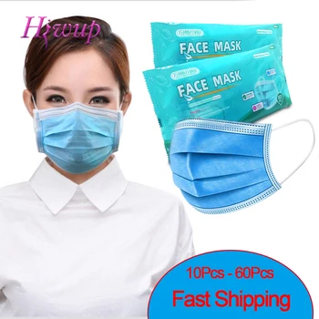 

10 Pcs Personal Sanitary Safety Disposable Protective Face Masks 3 Layer Breathable Filter Mask Earloop Protection Mouth Caps