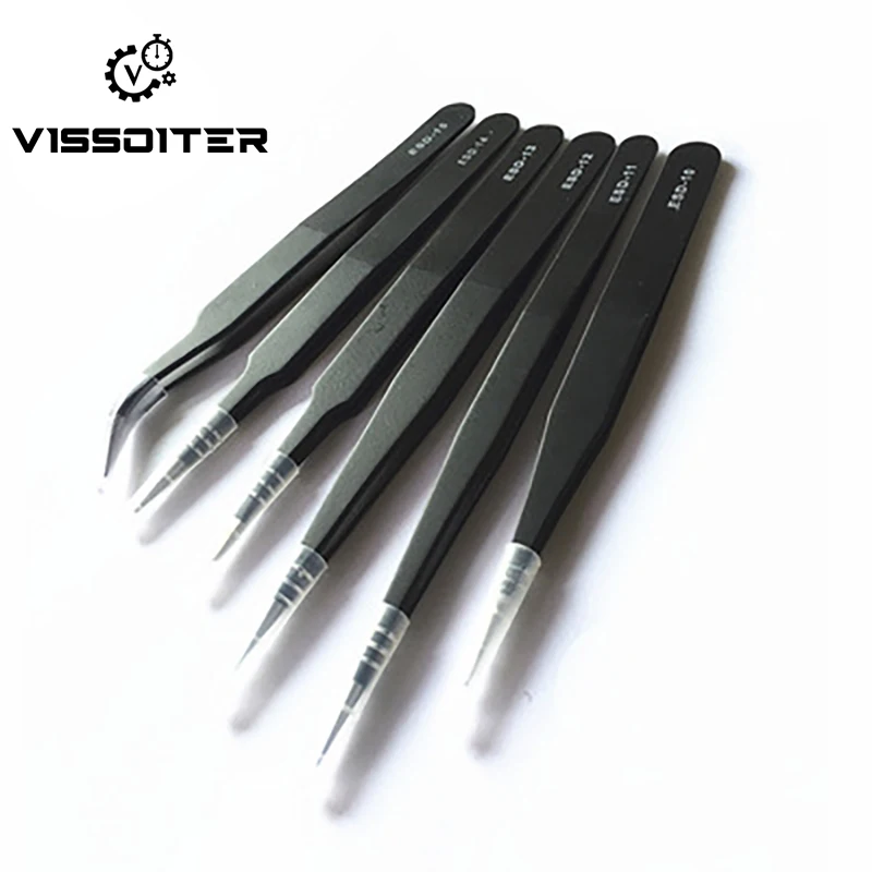 Esd-Tool-Set Tweezer Antistatic Stainless High-Precision Nipper-Repair Curved Straight
