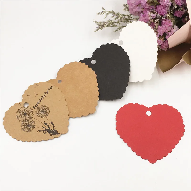 

50pcs Paper Heart Shape Blank Gift Label Hang Tags Garment Price Tags Valentine's Day DIY Handmade Gifts Packing Labels