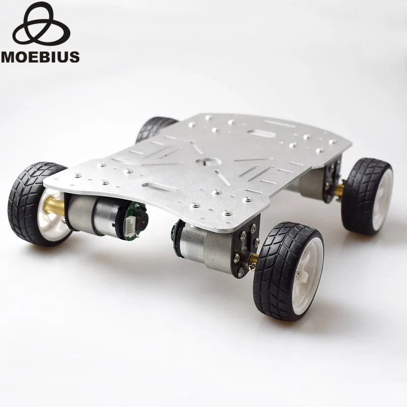 4WD умный автомобиль Алюминиевый шасси DIY комплект отслеживания препятствий избегания автомобиля Холла кодер мотор