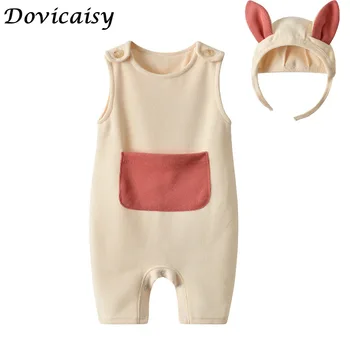 

Baby Romper Clothes 0-24M Newborn Girl Rompers Cotton Sleeveless Jumpsuit Outfit Clothes Hat For Kids