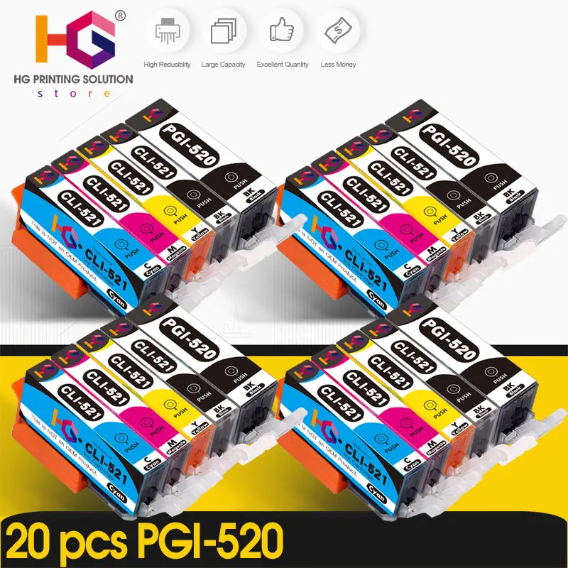 

10PCS PGI-520 CLI-521 For canon PIXMA iP3600 ip4600 ip4700 MP540 MP550 MP560 MP620 MP630 MP640 printer ink cartridge high yield