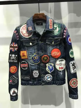 

NEW Mens Denim jacket Long Sleeve Cotton Jeans Cardigan Casual dsq jacket Men Tops Clothing