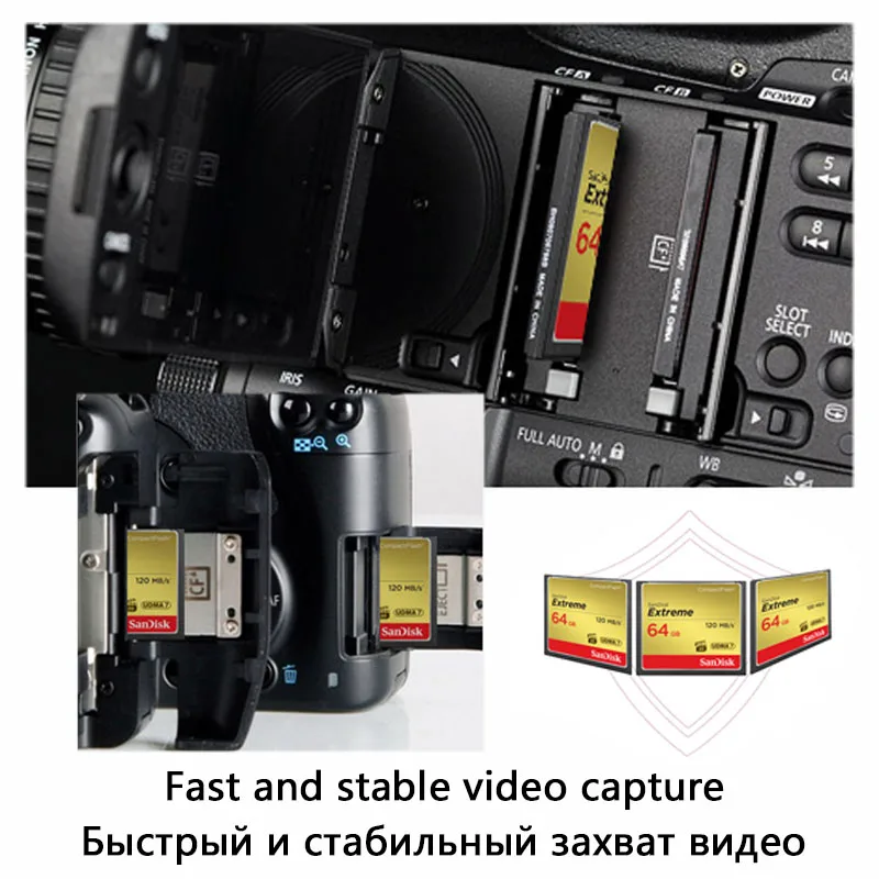 Sandisk cf карт Экстрим Compact Flash Камера карты памяти 32 Гб 64 Гб 128 ГБ до 120 МБ/с. читать Скорость 4K и записи видео в формате Full HD