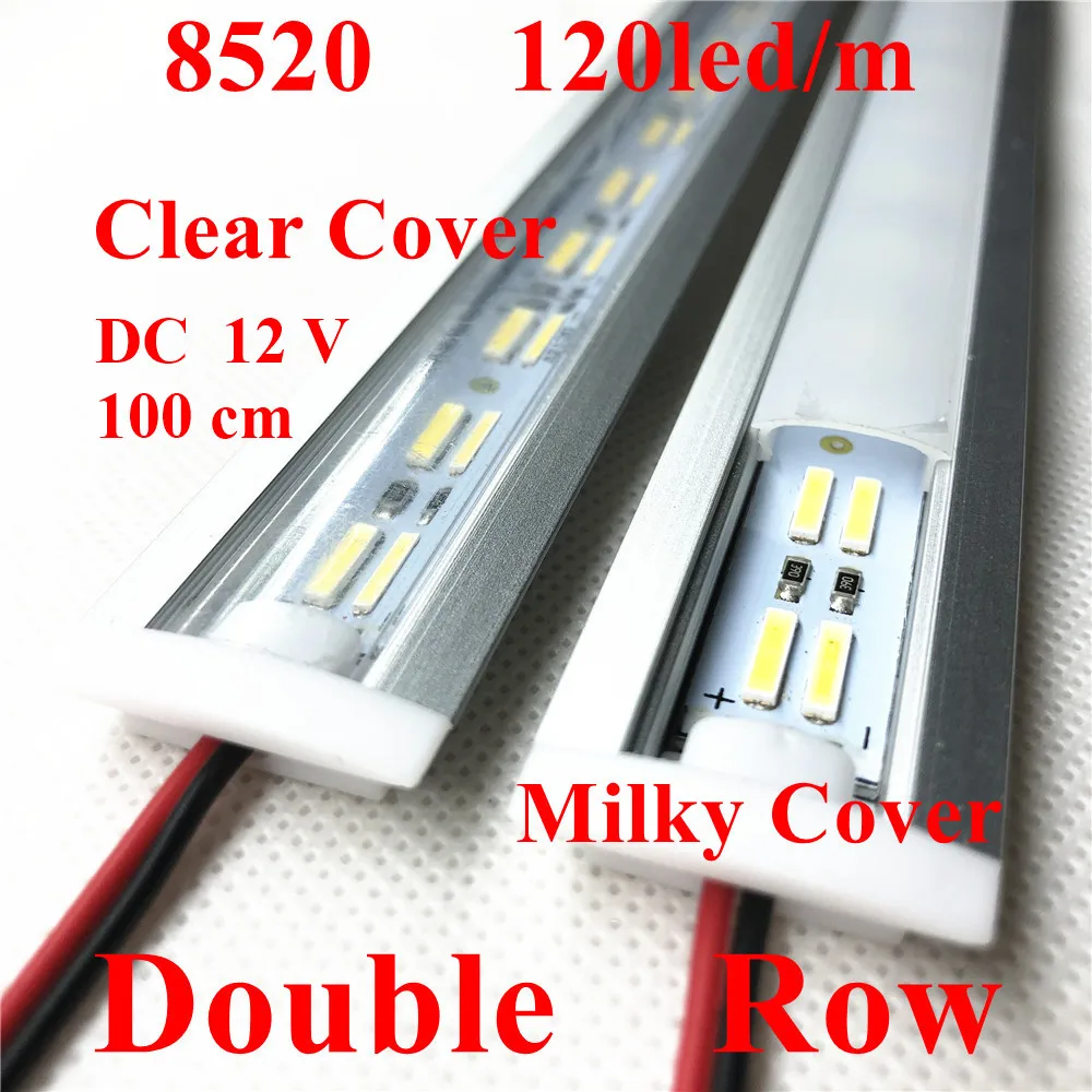 Smarstar 12V 1m 3 ft встроенный двухрядный 8520 Led бар свет 100 см толстые алюминиевые профили