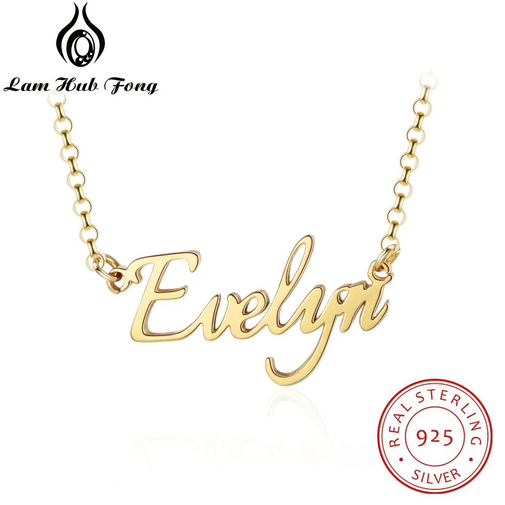Custom 925 Sterling Silver Name Necklace Love Heart Pendant