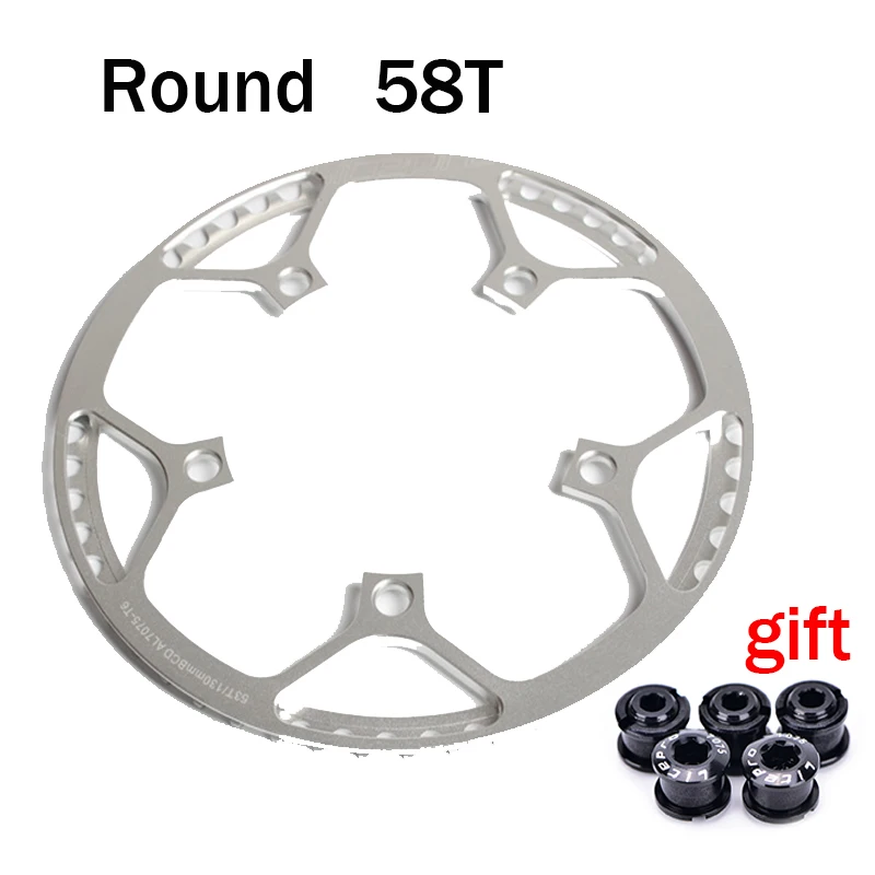 Litepro 42 T/45 T/47 T/53 T/56 T/58 T Одиночная скорость 130BCD складные велосипедные шатуны BMX из сплава цепные колеса AL7075 - Цвет: Sliver 58T