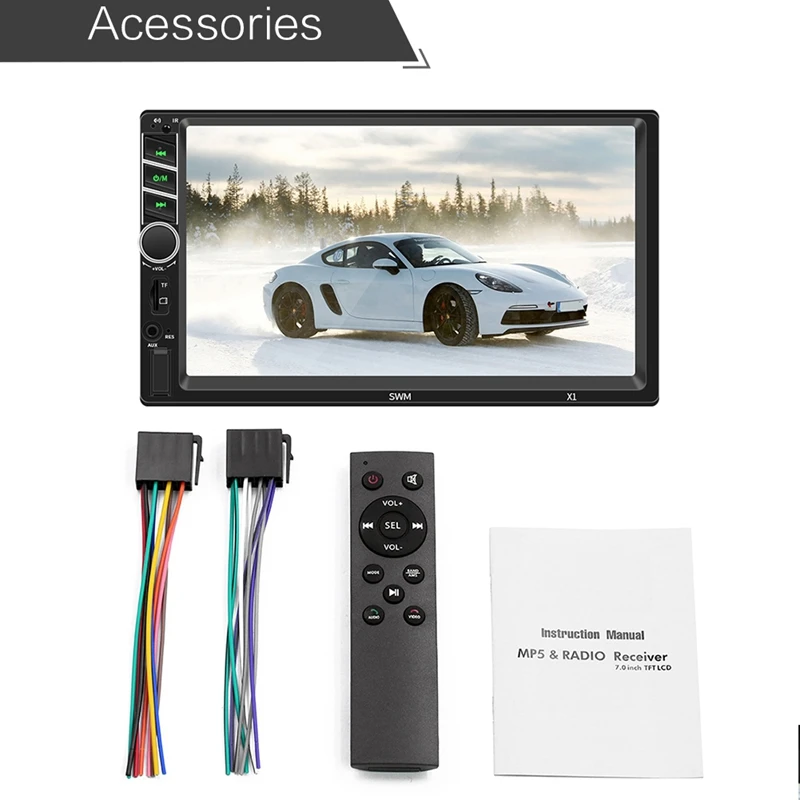 X1 автомобиля 2 Din 1080P Hd Bluetooth стерео 7 дюймов Кнопка Экран видео Mp5 мобильного телефона Соединительный плеер радио