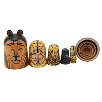

5pcs Cute Matryoshka Kids Adult Souvenir Home Decoration Russian Nesting Dolls Stacking Hand Painted Wooden Toy Craft Animals
