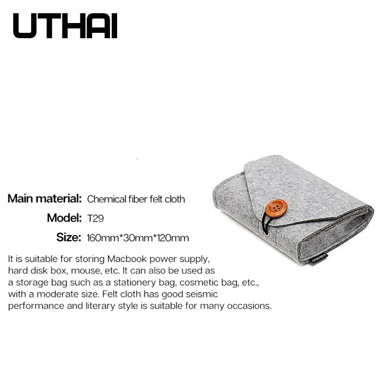 Bolsa Portátil do Armazenamento do Hdd para o Carregador do Macbook Rato Banco Móvel do Poder Fone de Ouvido Acessórios Digitais Uthai-t29 - Imagem 5