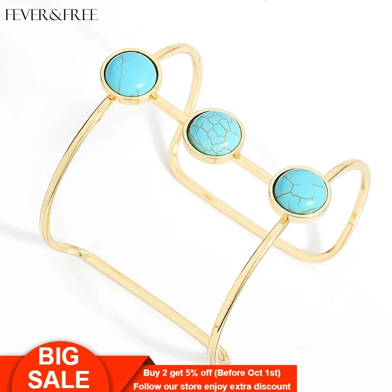 

Fever&Free Boho Natural Stone Bangles Round Resin Druzy Open Cuff Wristband Bangles & Bracelets Valentine's Day Gifts For Female
