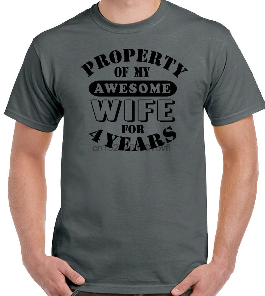 Camiseta del 4 ° aniversario para mi impresionante esposa, regalo divertido, marido de 4 - AliExpress