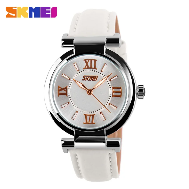 

SKMEI Watch Women Fashion Luxury Watches 3Bar Waterproof Simple Leather Strap Women Quartz Wristwatches reloj mujer 9075