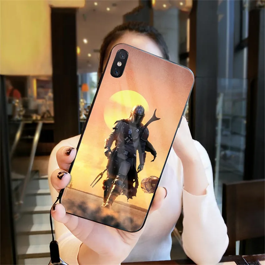 Милый мандалорский ребенок йода чехол для телефона для iPhone 11 pro X XR XS Max 8 7 6s Plus для samsung s8 s9 закаленное стекло черный чехол - Цвет: HSBL-23714