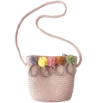 

Girls Shoulder Bag Straw Rattan Weave Crossbody Bag For Baby Girls Best(Pink)