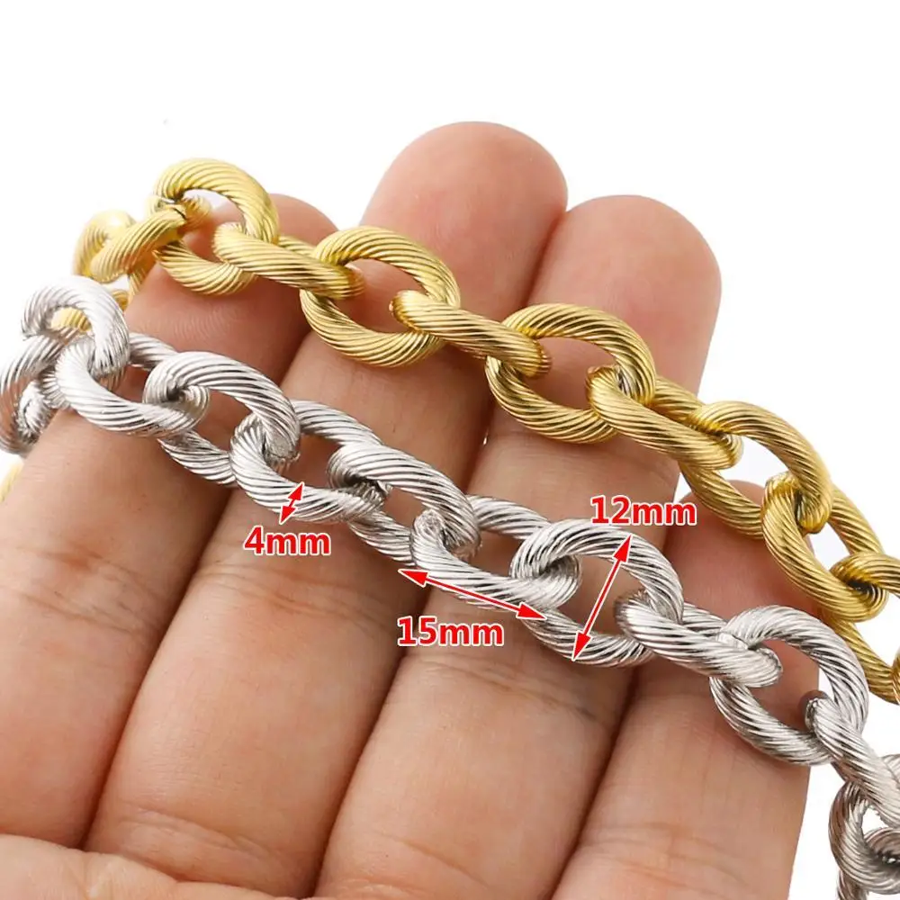 1Meter Width12mm Gold Stainless Steel Big Cable Chain Chains for Diy Punk Rock Jewelry Making Supplies Luxury Craft Necklace