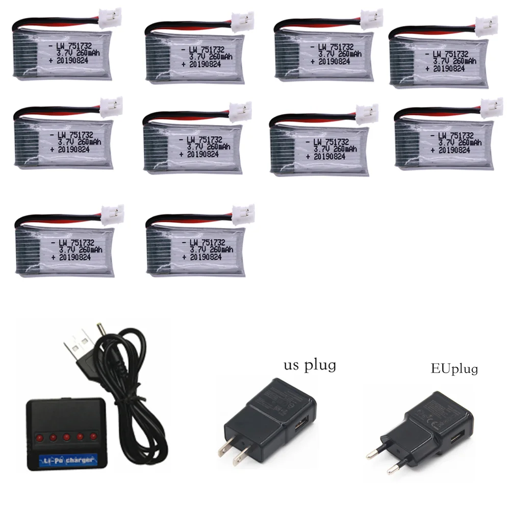 Обновление 3 7 V 260mAh lipo батарея и (5ni1) зарядное устройство для H36 E010 E011 E012 E013 Дрон Furibee