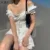 KLALIEN Fashion Elegant Bow White Female Mini Dress Summer Party Birthday Festival Cute Sexy French Romantic Silk Dress Wom