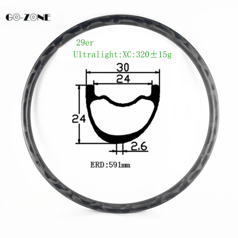 Сверхлегкий 29er горный карбоновый велосипед колеса Асимметричные xc 30x24 мм бескамерные mtb диск обод велосипед 29 бантом 24H 28H 32H