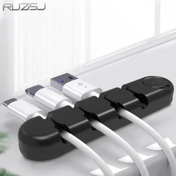 

RUZSJ New silicone organizer cable usb cable winder desktop tidy management clips cable holder for mouse headset wire organizer