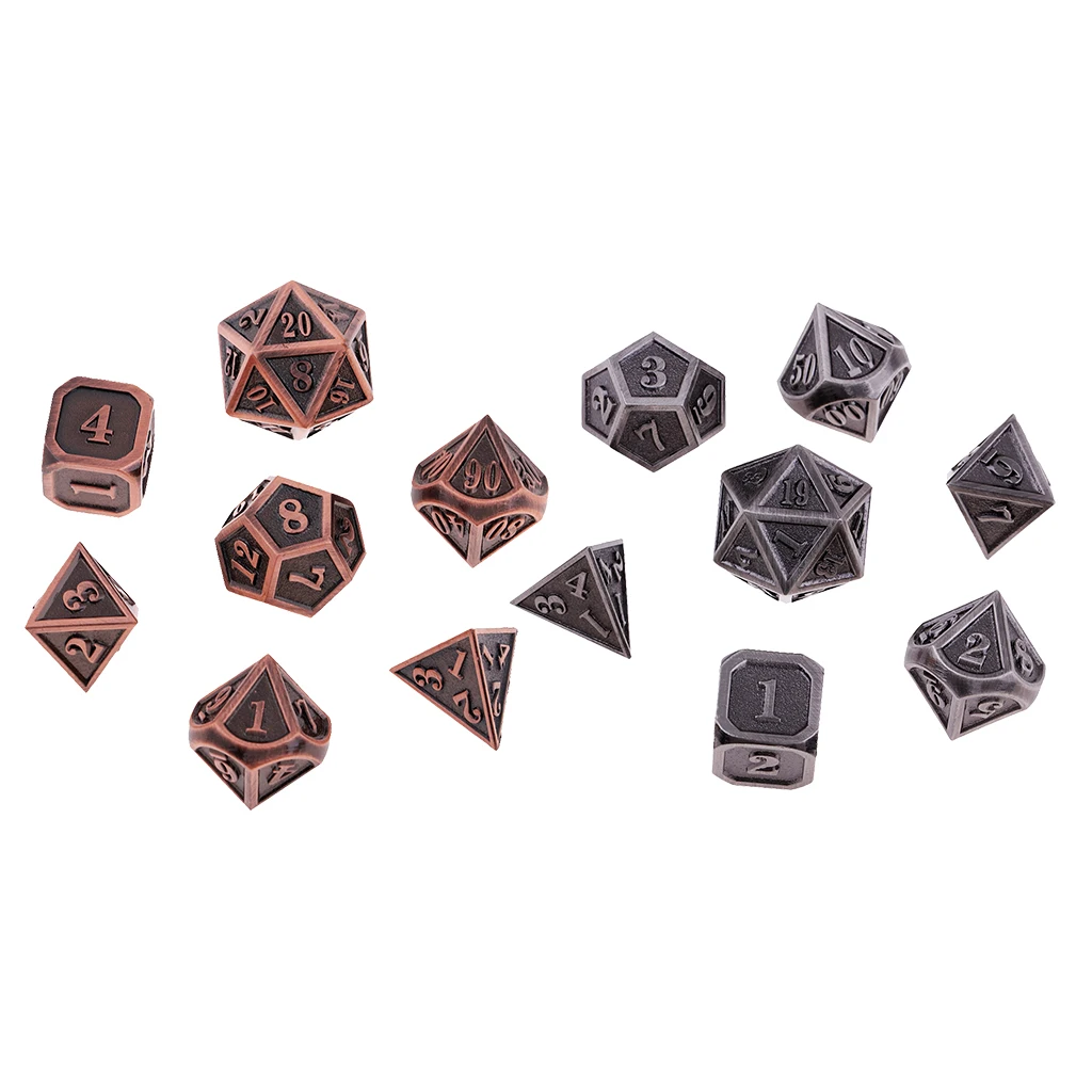 7pcs Embossed Heavy Metal Polyhedral Dice Set for D&D DnD RPG MTG Accessory Parties Board Game Dices Polyhedral Dices 