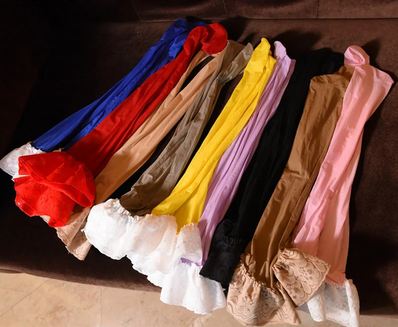 Hot 8D Women Multi-color Stockings Oil Shiny Magical Sexy Lace Top Female Elastic Thigh High Stockings Non-slip Silicone Hosiery
