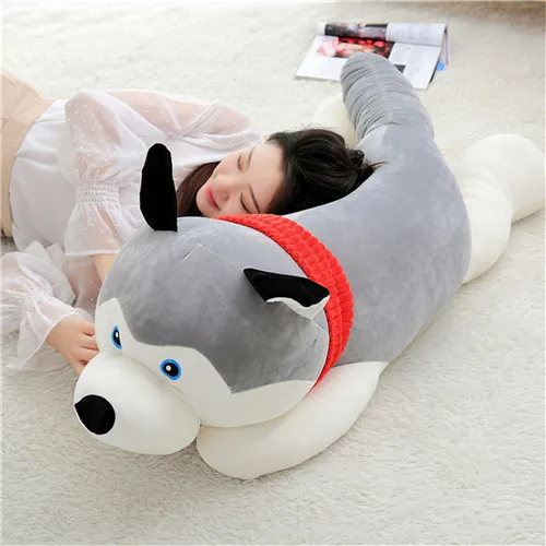 Fancytrader 47â€˜â€™ Giant Plush Husky Hugging Pillow Doll Big Stuffed Animal Lying Husky Dog Toy Kids Gift 120cm 2 Colors (4)
