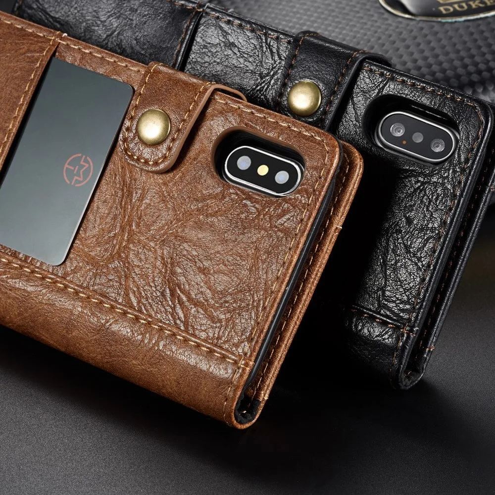 Роскошный кожаный чехол-бумажник с шероховатой трещинкой для iphone XS MAX XR 6 6s 7 8 Plus
