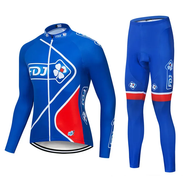 Профессиональное оборудование FDJ Джерси de Ciclismo de primavera y otouno para hombre y pantalones de babero Ropa de Ciclismo - Цвет: 1