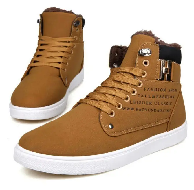 Ankle boots warm men snow boots winter Lace-up men shoes new arrival fashion flock plush winter boots men size 39-47