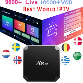 

2020 New Arrived Android 9.0 TV BOX X96 mini World IPTV Subscription 1year Russia Brazil Spain US Poland Arabic Smart IPTV Boxes