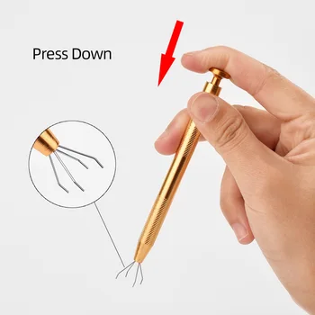 

Stainless Steel Pro Push-in Syringe Type Quad Prong Small Bead Holder Grab Ball Catcher Body Piercing Tool