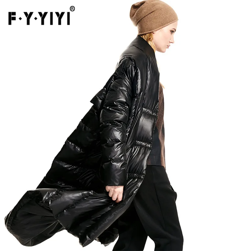 Europe And America New Style White Duck down Cloak Large Size down Jacket Women's Mid-length Thick Brand Versatile Coat a Genera