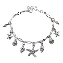 Источник Европа и Америка японский и Южнокорейский стиль Универсальный Морская звезда ракушка волны кулон ракушка мода ножной браслет кисточки