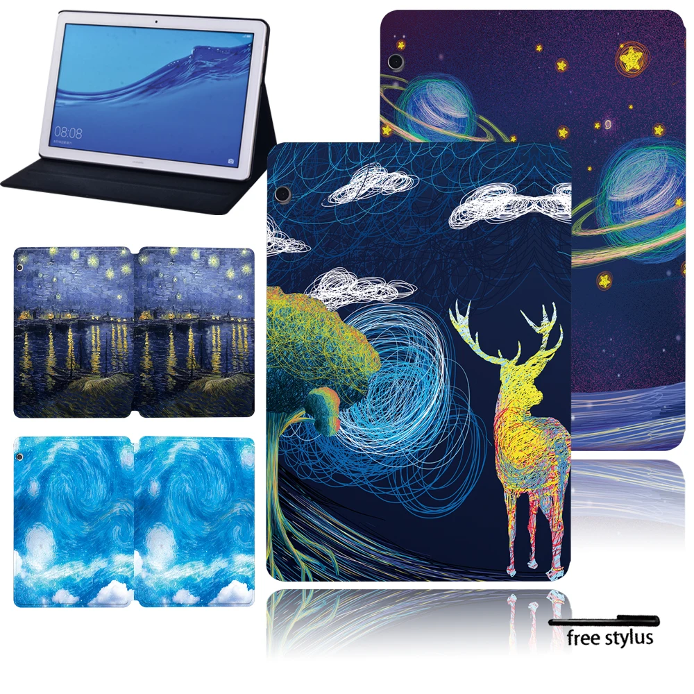 

Tablet Case for Huawei MediaPad T3 8.0/T3 10 9.6 Inch/T5 10 10.1 Inch PU Leather Stand Tablet Cover Case(with Pattern) + Pen