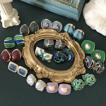 

New Arrival Cute Multi Styles More Designs Fashion Earrings Party Girl Retro Enamel Geometry