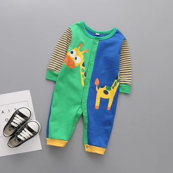 

PatPat 2020 New Spring and Summer Autumn Baby Animal Print Color Block Jumpsuits for Baby Boy