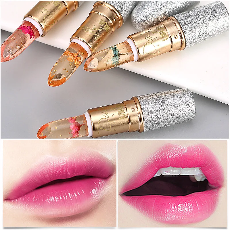

1pc Transparent Natural Red Lip Stick Temperature Color Change Long-lasting Moisturizer Flower Jelly Lipsticks Makeup